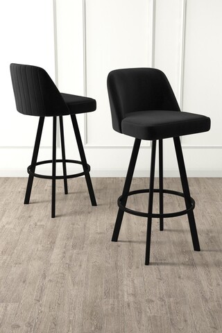 Set scaun de bar (6 bucăți), Charlotte, Atex, Negru