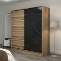 Dulap pentru haine, Minerva, Kale, 180x210x52 cm, PAL, Dore / Negru
