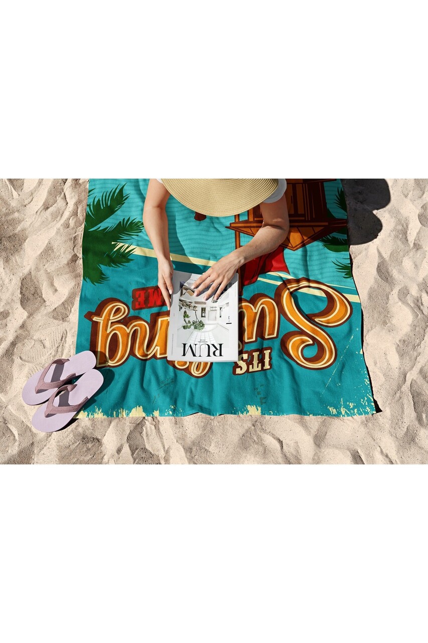 Prosop de plaja, Astacura, Surfing Time Hawaii 70, 70x130 cm, Poliester/Poliamida, Multicolor