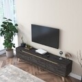 Comoda TV, Wren, D1 - 2487, 180 x 48.6 x 35 cm, pal melaminat, nuc/negru