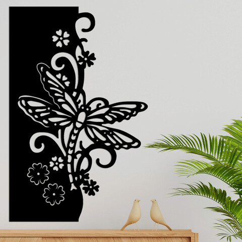 Decoratiune de perete, dragonfly, metal, 100 x 65 cm, negru
