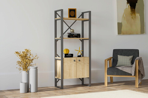 Corp biblioteca, puqa design, milano, 64x160x32 cm, pal, safir / negru
