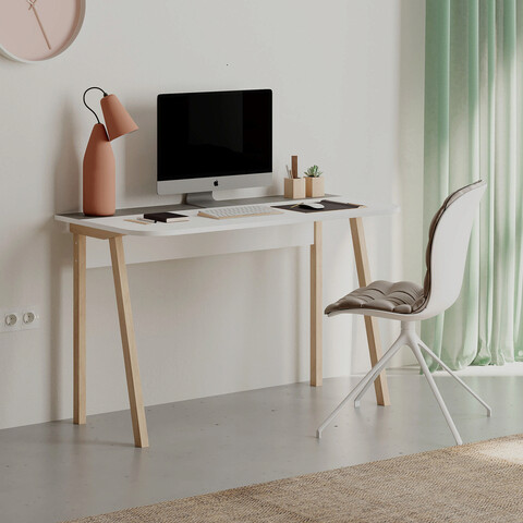 Birou, decortie, luton, 120x75x60 cm, alb / gri