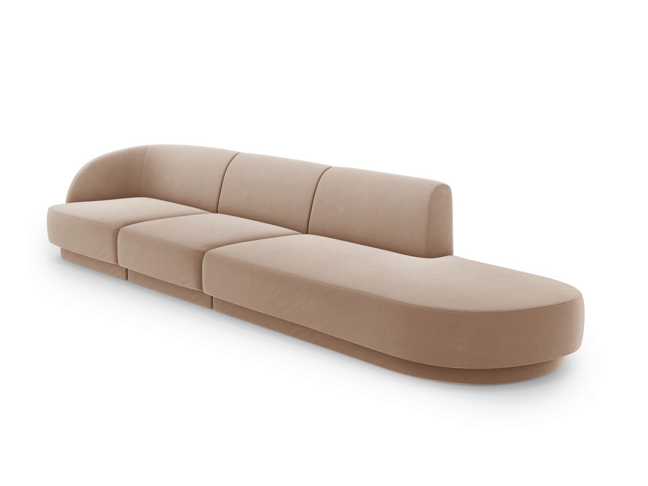Canapea 4 locuri cotiera dreapta, Miley, Micadoni Home, BL, 325x85x74 cm, catifea, cappuccino - 1 | YEO