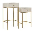 Set 2 masute inalte Wedding, Mauro Ferretti, 45x90 cm, lemn de pin/MDF/metal, crem/auriu