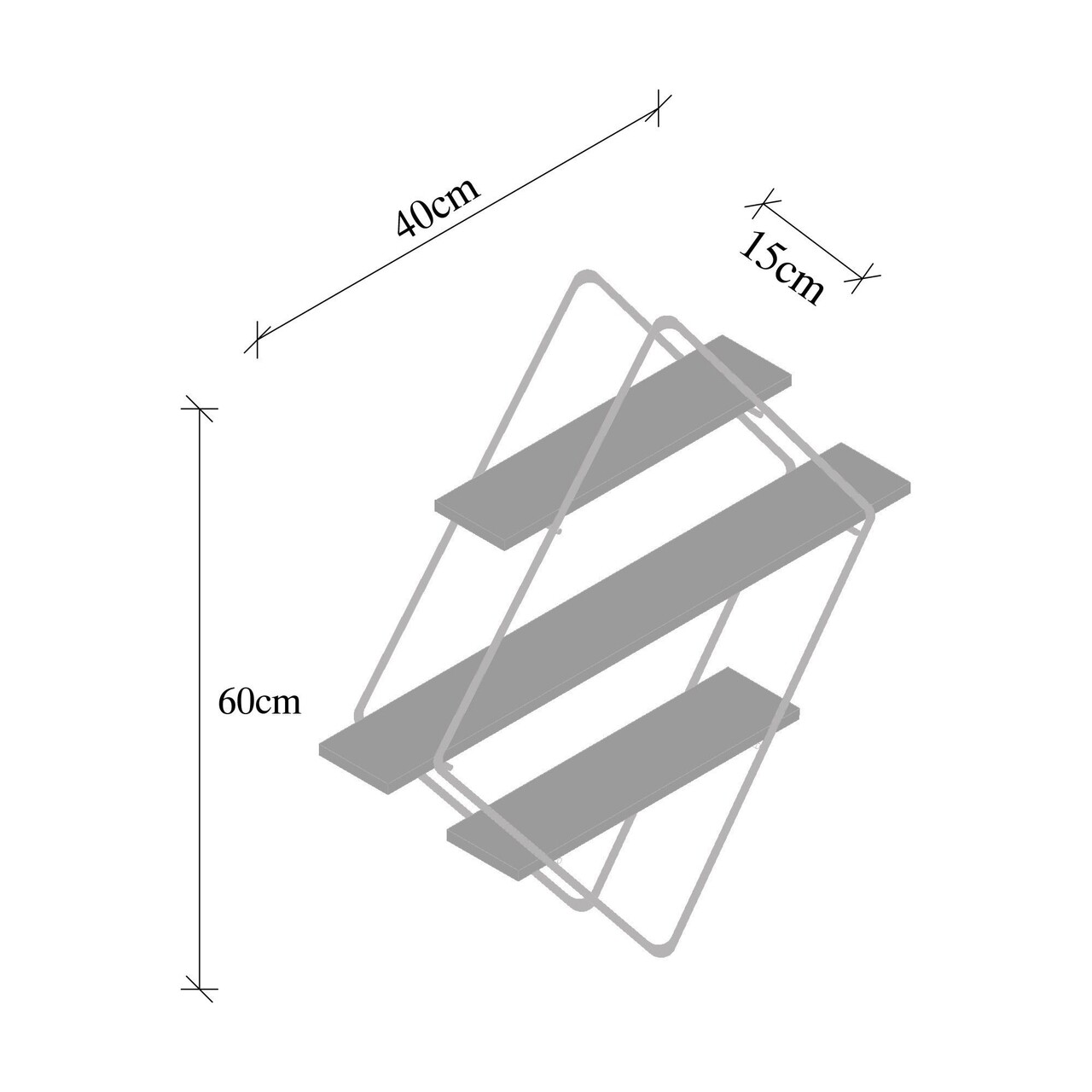 Raft de perete, Hanah Home, Prizma Raf, Sala mare tip 2, 70x16x60 cm, Aur/Negru - view 8