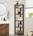 Etajera de colt, Vasagle, 30 x 30 x 150 cm, PAL/fier, maro rustic