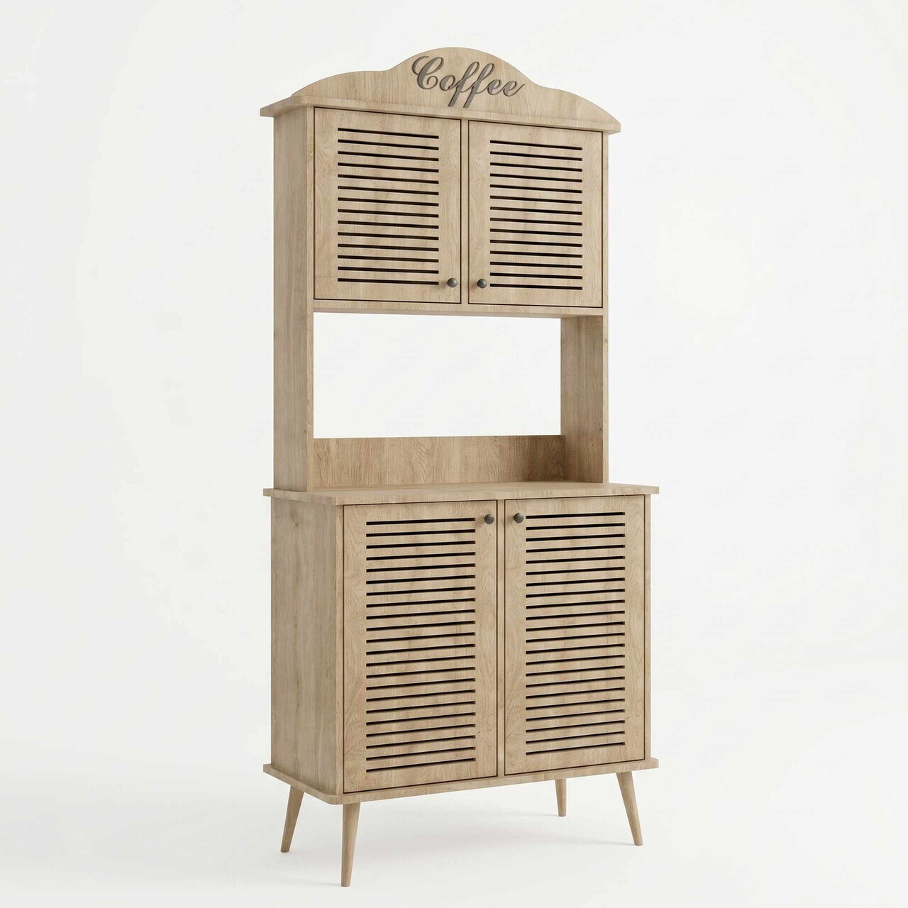 Dulap de bar pentru cafea, Hanah Home, Avior 90, 90x170x40 cm, MDF, Maro - view 4