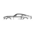 Decoratiune de perete, 1967 Ford Mustang Shelby GT500 Silhouette, Metal, 70 x 15 cm, Negru