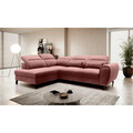 Coltar extensibil stanga 4 locuri ELTAP, LT-24LU, Noble, 255x201x100 cm, lemn/poliester, roz inchis
