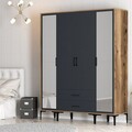 Dulap pentru haine, Hommy Craft, Kumsal RTR, 160x47.5x201.4 cm, PAL, Nuc / Antracit