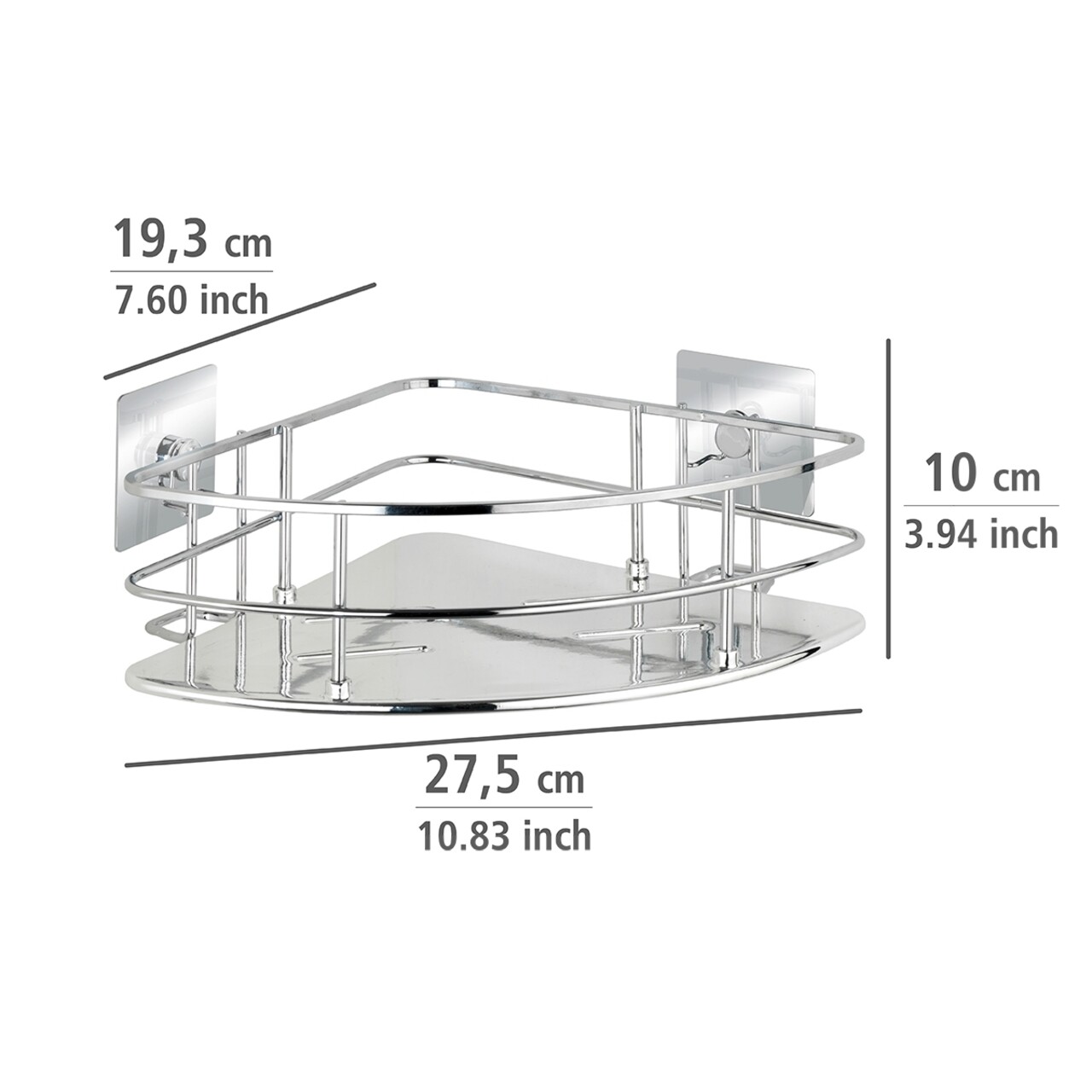 Polita De Colt Pentru Baie, Wenko, Turbo-Loc®, 27.5 X 10 X 19.3 Cm, Inox/plastic