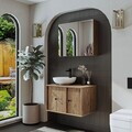 Set Dulap de Baie cu Chiuvetă și Oglindă (2 Piese), Hanah Home, 2552, MDF, Maro