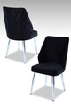 Set scaune 4 piese, Beckley, Pufi, Negru / Crom