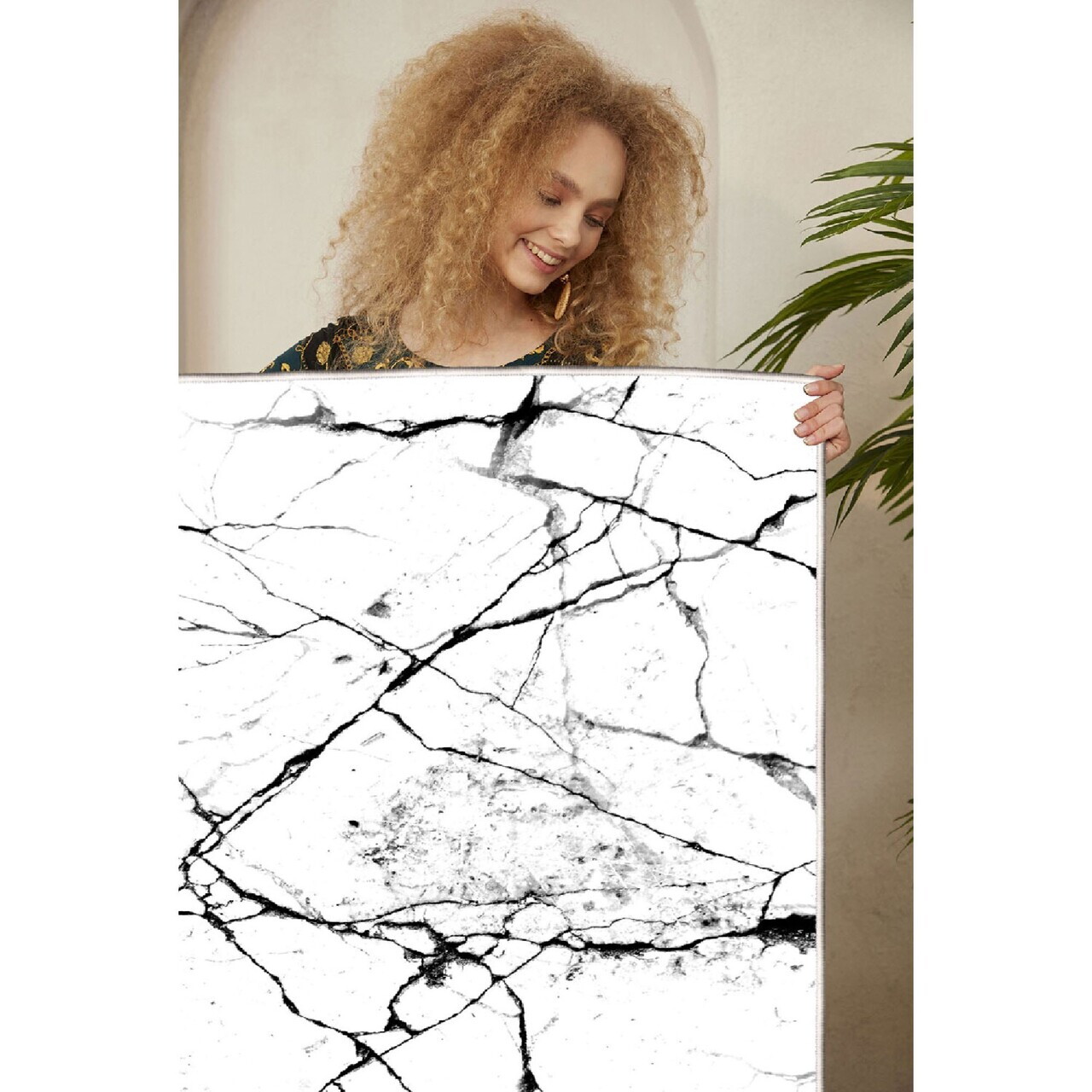 Covor, Eexfab816-Klm, 120x180 cm, Alb/Negru — imaginea 4