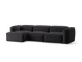 Coltar stanga 4 locuri, Bergamo, Cosmopolitan Design, 344x152x70 cm, catifea chenille raiata, gri