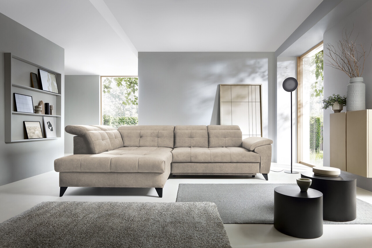 Coltar extensibil stanga 5 locuri ELTAP, LT-20REL, Inferne, 297x210x107 cm, lemn/poliester, bej