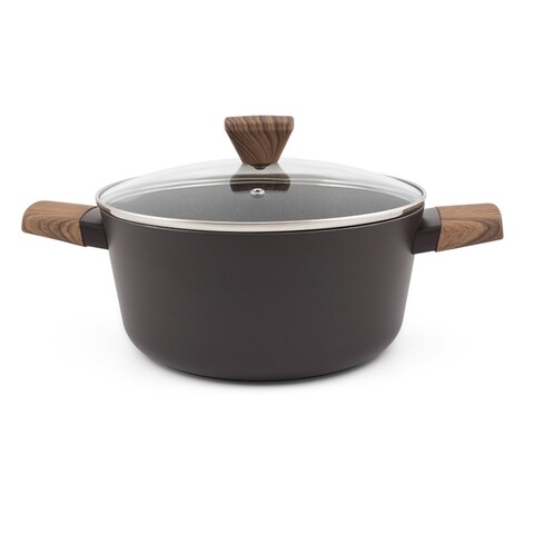 Oala cu capac Luigi Ferrero, Brugge FR-2412WH, Ø 24 cm/4.3 L, aluminiu forjat/invelis marmura