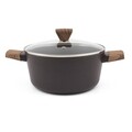 Oala cu capac Luigi Ferrero, Brugge FR-2412WH, Ø 24 cm/4.3 L, aluminiu forjat/invelis marmura