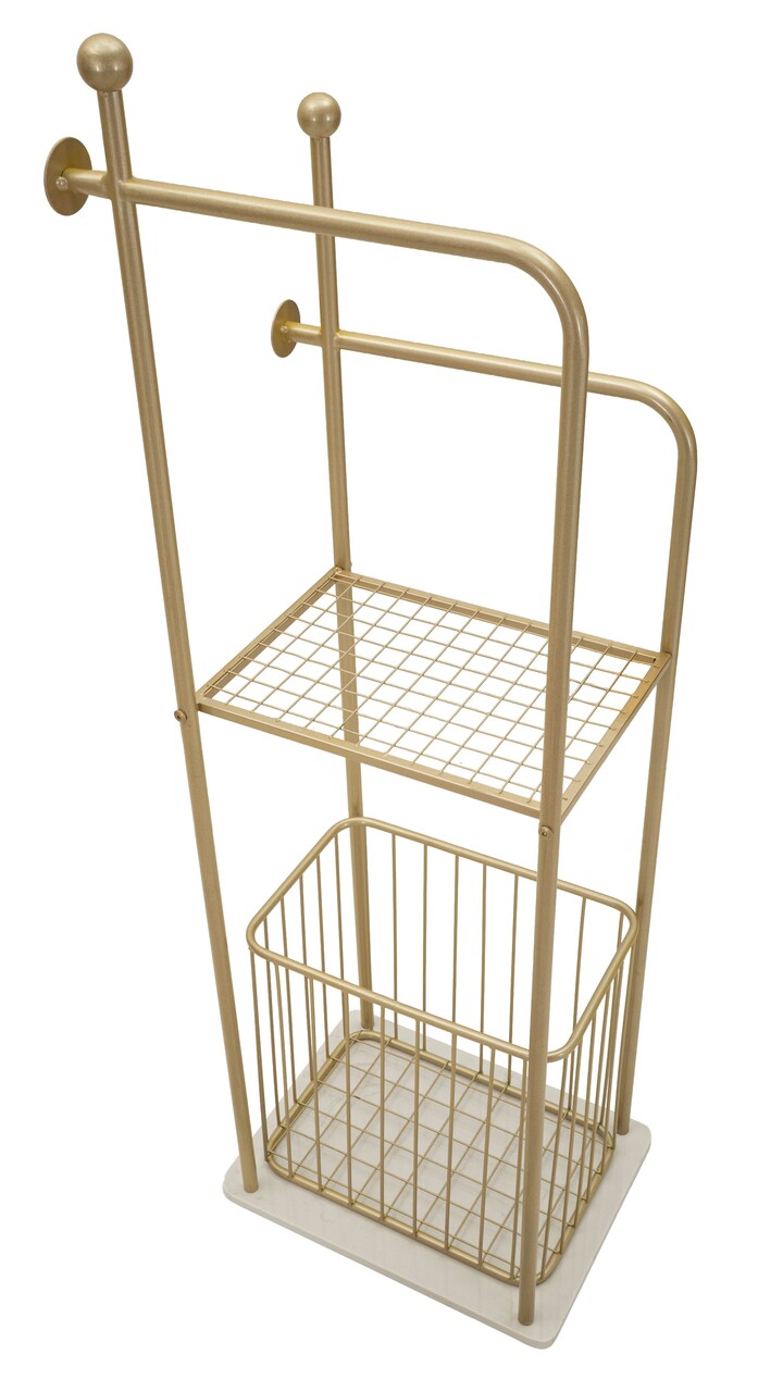 Suport pentru prosoape, Mauro Ferretti, Flish, 40x30x121 cm, metal/imitatie de marmura, auriu/alb - view 2