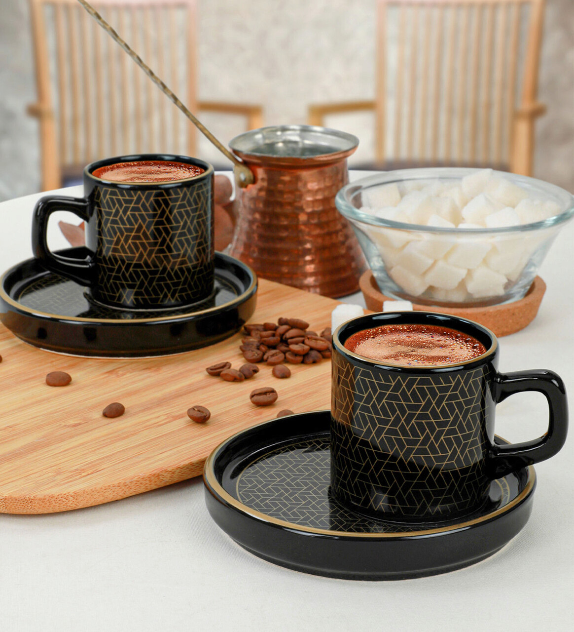 Set cesti de cafea Keramika 275KRM1544 Ceramica Negru