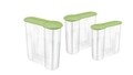 Set 3 cutii depozitare cereale Domotti, 4 L, 2.4 L, 1.3 L, verde