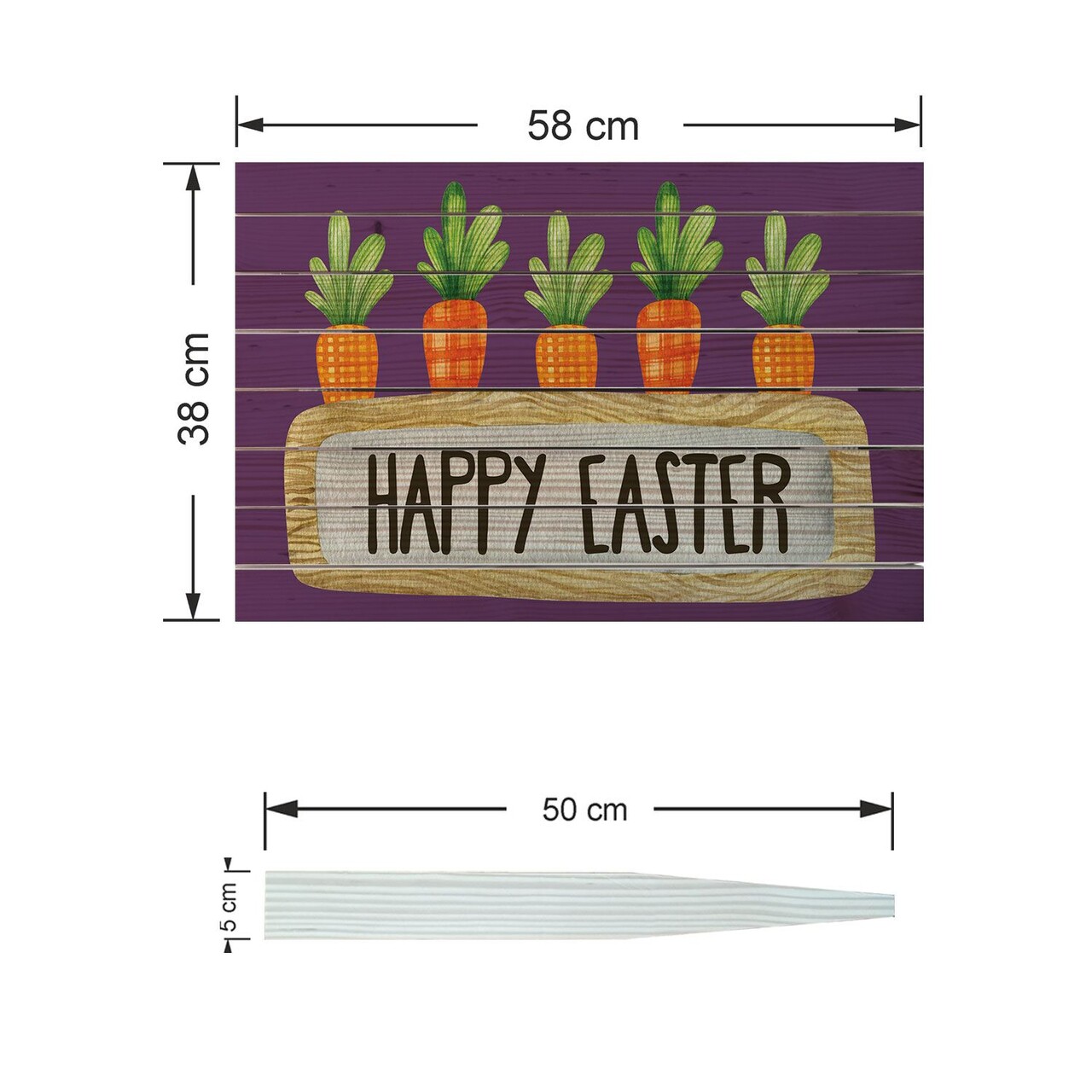 Semn de curte, Happy Easter Carrots, 58x38 cm, Multicolor - imagine 4