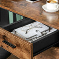 Birou in forma de L / birou de colt, Vasagle, Industrial, cu sertare, 137x150x75 cm, PAL/otel, maro