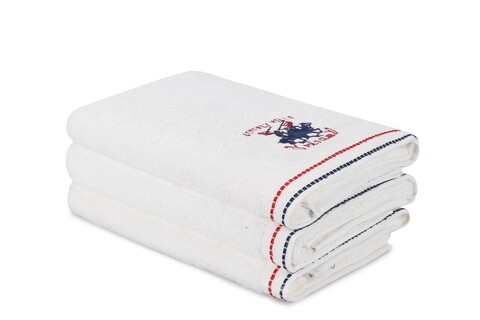 Set 3 prosoape de baie 401, beverly hills polo club, 70x140 cm, bumbac, alb