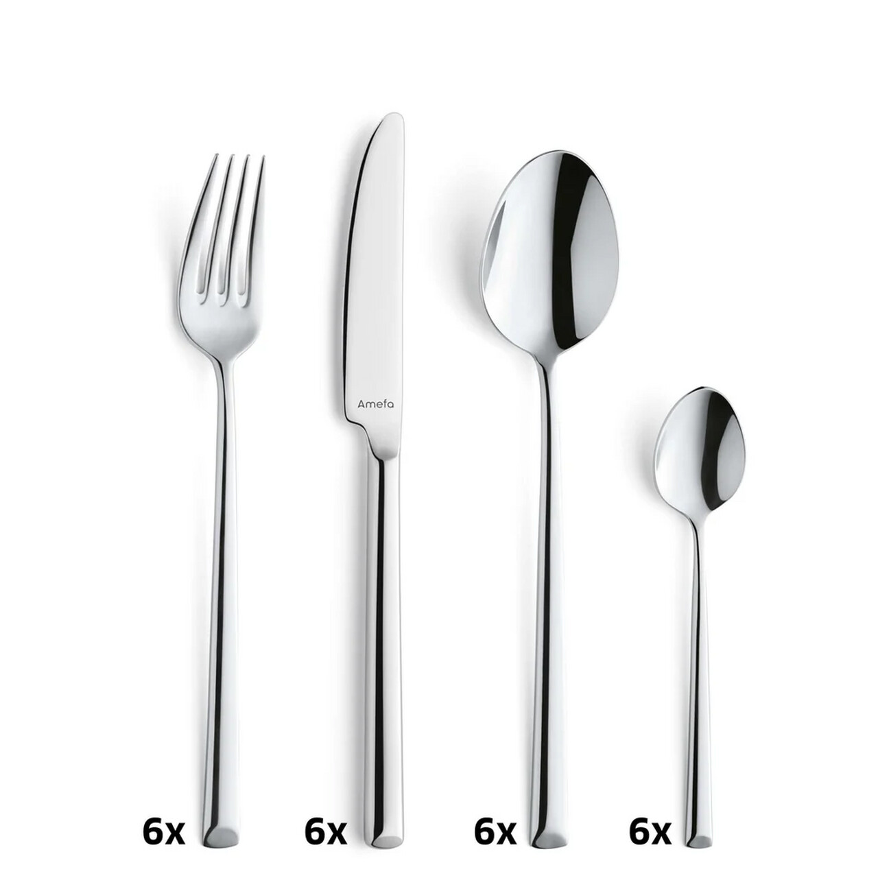 Set tacamuri 24 piese Amefa, Metropole, inox 18/10, argintiu — imaginea 7