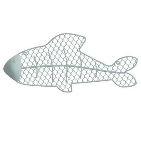 Decoratiune de perete outdoor mesh fish, 50.1 x 22.2 cm, metal, albastru