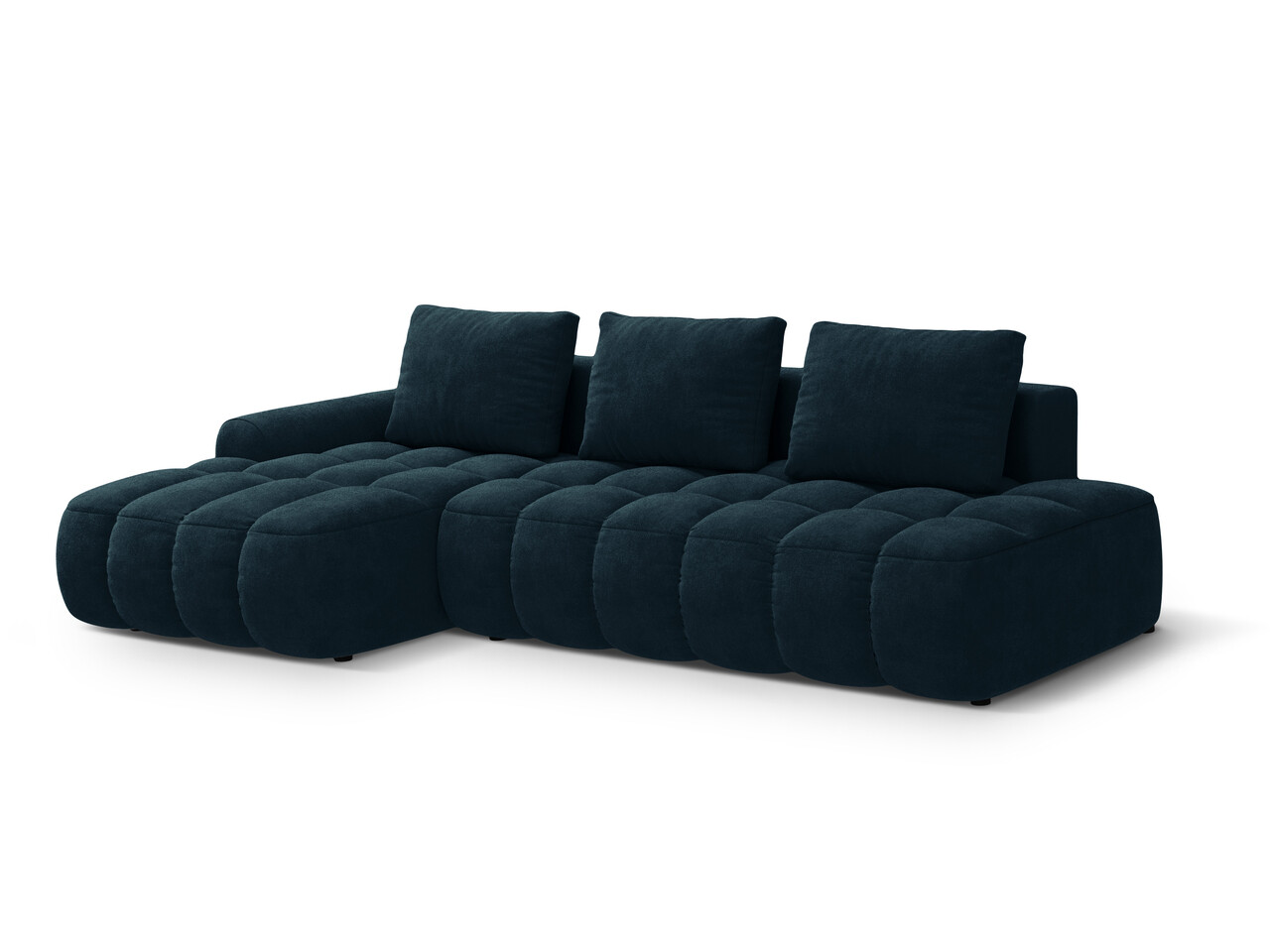 Coltar extensibil stanga 3 locuri, Linz, Cosmopolitan Design, 275x142x84 cm, cotiera dreapta, catifea, albastru petrol inchis - 1 | YEO