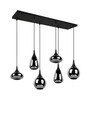 Lustra Lumina, TRIO, 85x20x150 cm, 40W, 6x E14, metal, negru mat/argintiu