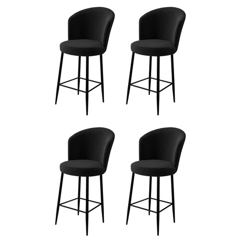 Set scaune  de bar 4 piese, Charlotte, Alte, Metal, Negru