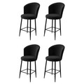 Set scaune  de bar 4 piese, Charlotte, Alte, Metal, Negru