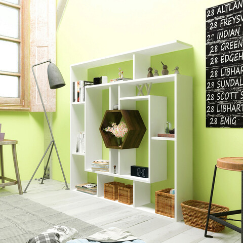 Corp biblioteca, zena home, labrina, pal, alb / nuc