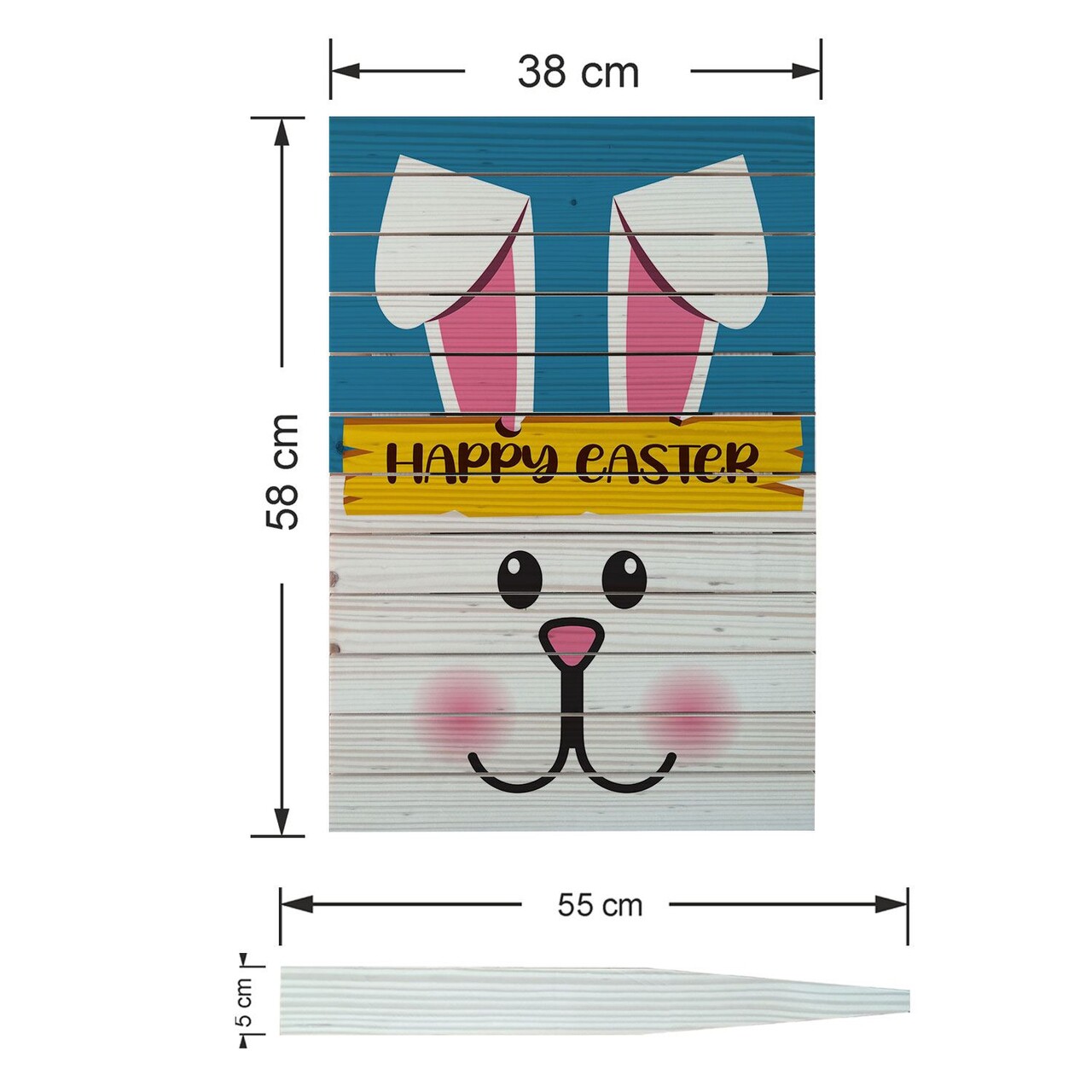 Semn de curte, Bunny Welcome Sign, 38x58 cm, Multicolor - imagine 4
