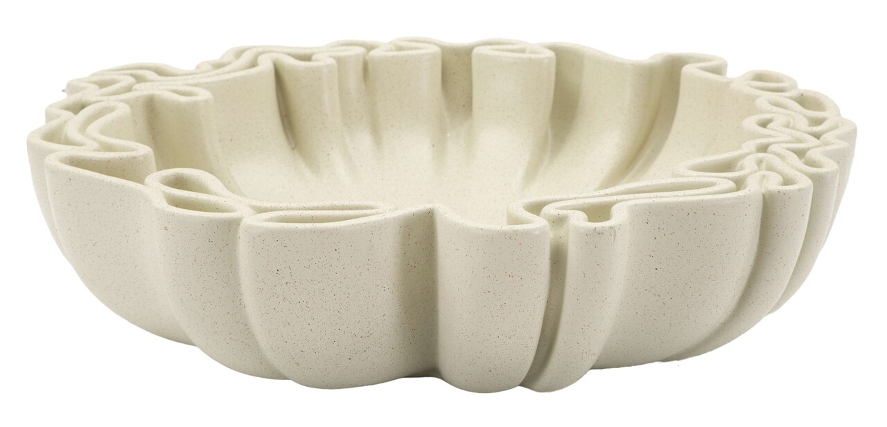 Vas decorativ Stons, Mauro Ferretti, 40.5x38.5x9.5 cm, polirasina, crem