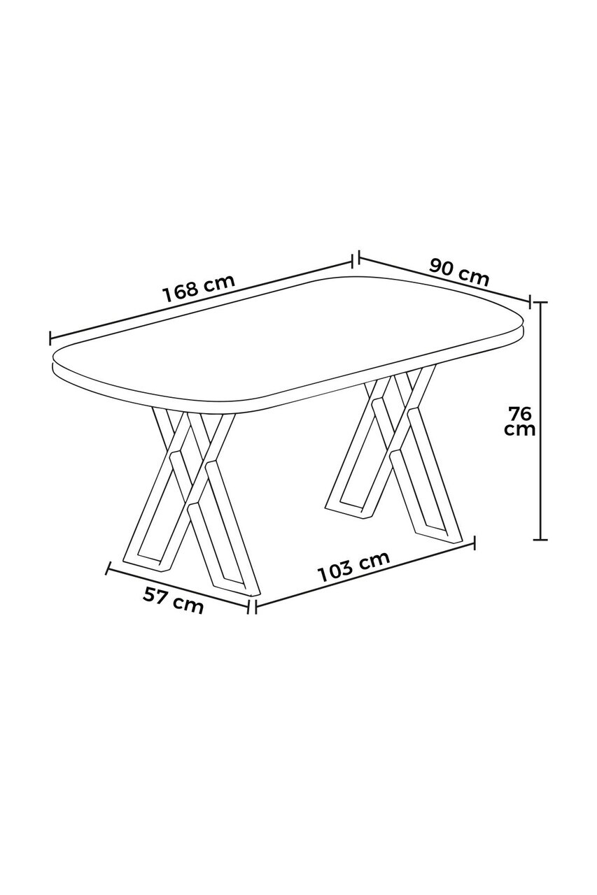 Masa, Hanah Home, Flori, 168x76x90 cm, Alb — imaginea 2