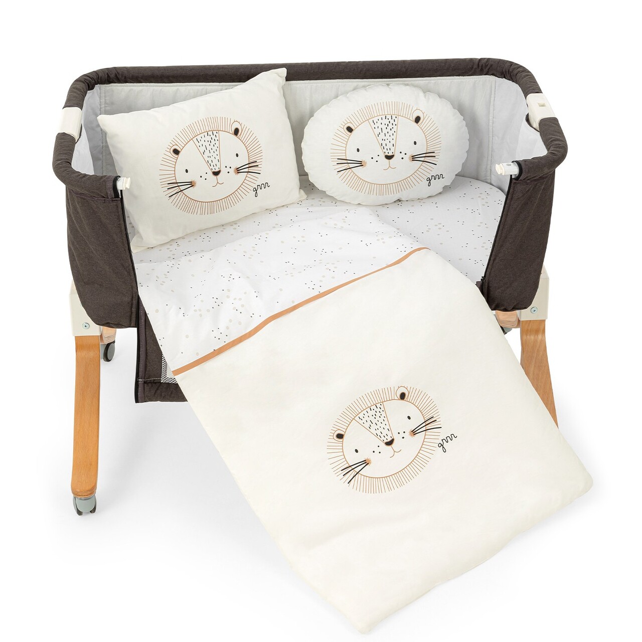 Set de dormit pentru bebelusi cu protectie laterala, Wallxpert, Baby Lion, Bumbac, Ecru - view 2