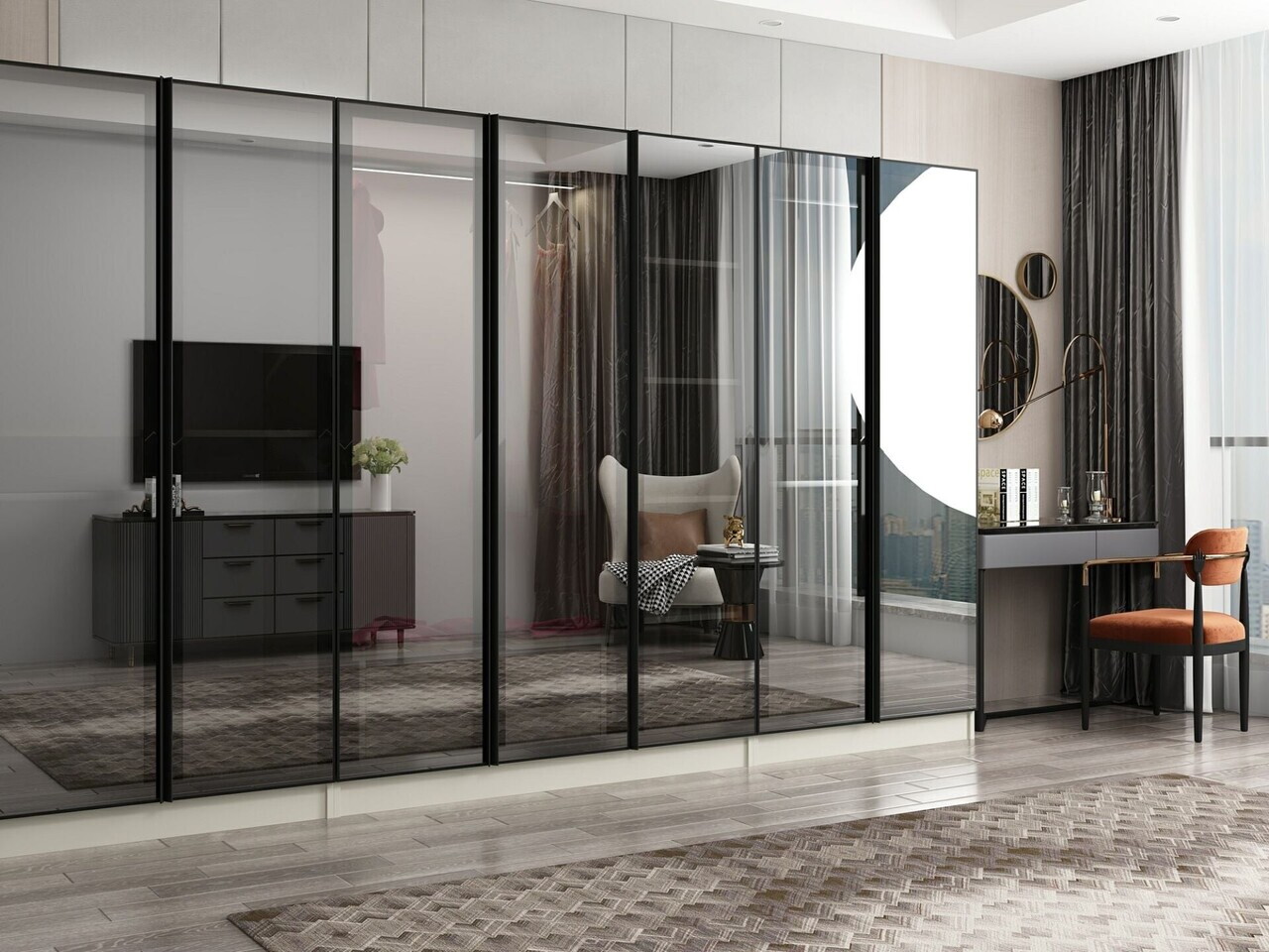 Dulap pentru haine, Hanah Home, Nisa, 315x210x52 cm, Gresie — imaginea 2