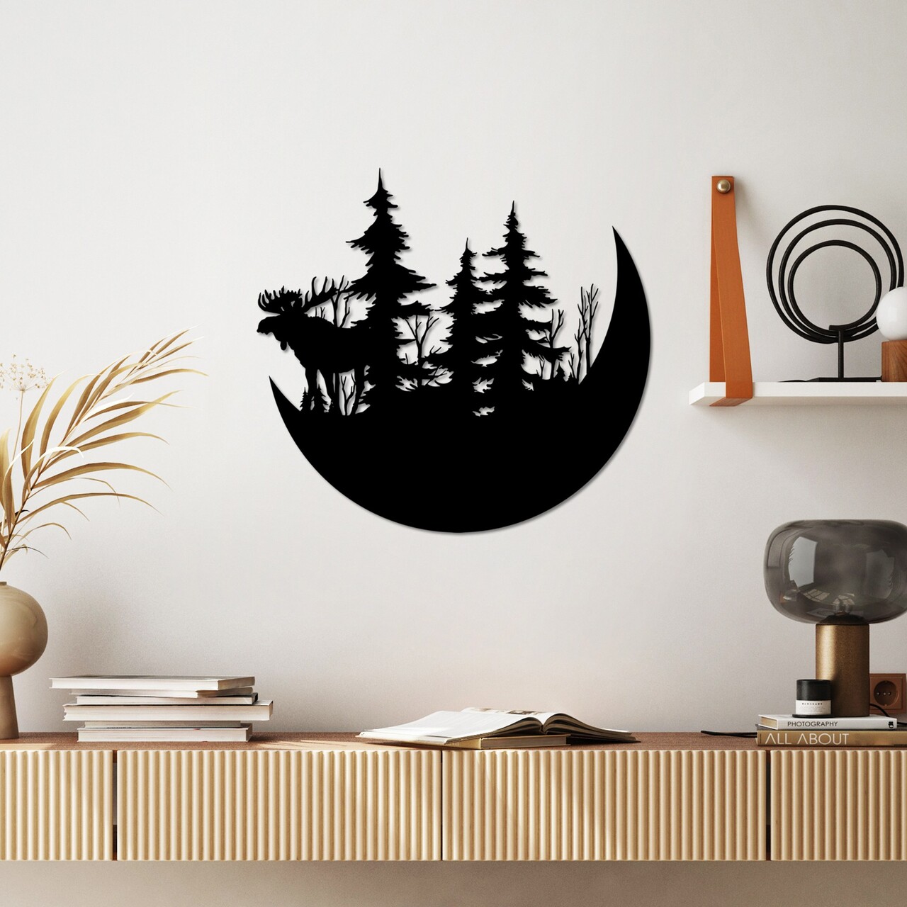 Decoratiune de perete, The Wild Nature 2, Dimensiune: 50 x 46 cm, Negru
