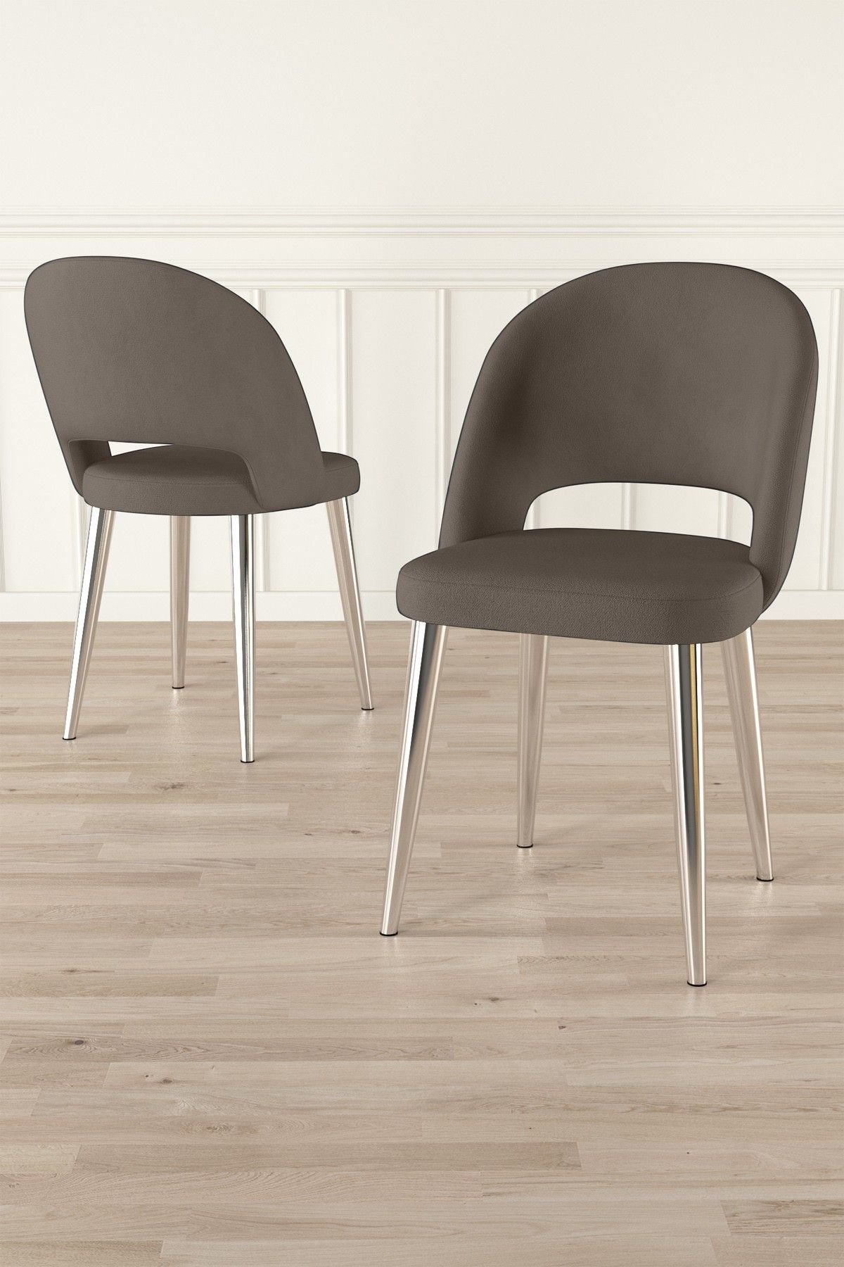 Set scaune (8 piese), Hanah Home, Pane, Cappuccino / Chrome