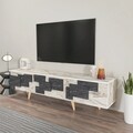 Comoda TV, Zena Home, 3 D, 160x45x35 cm, PAL, Alb / Marmură
