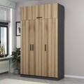 Dulap pentru haine, Minerva, Minar 235, 135x235x52 cm, PAL, Dore / Antracit