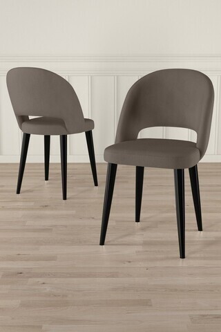 Set scaune (8 piese), Hanah Home, Pane, Cappuccino / Negru
