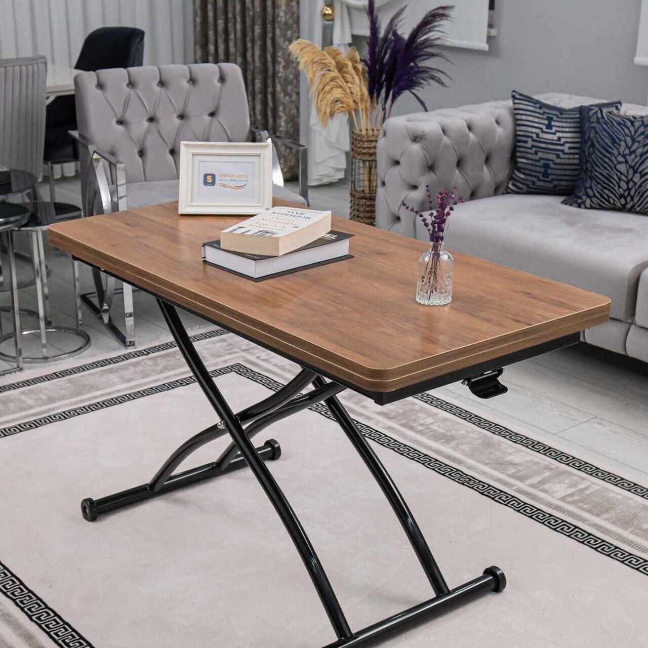 Masuta de cafea, Hanah Home, Juppo Ext, MDF, Nuc / Negru — imaginea 2