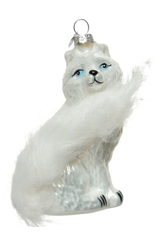 Glob Fox, Decoris, 7x6x13 cm, sticla, alb