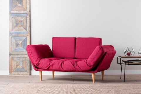 Canapea extensibila Nina Daybed, Futon, 3 locuri, 200×70 cm, metal, rosu inchis Futon