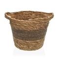 Cos de depozitare cu manere, Versa, 26 x 26 x 21 cm, paie impletite/bumbac, natural/negru